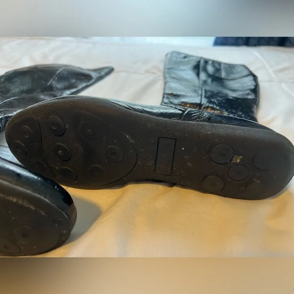 Boden Women’s Patent Leather Black knee high boots flat heel - Picture 3 of 6